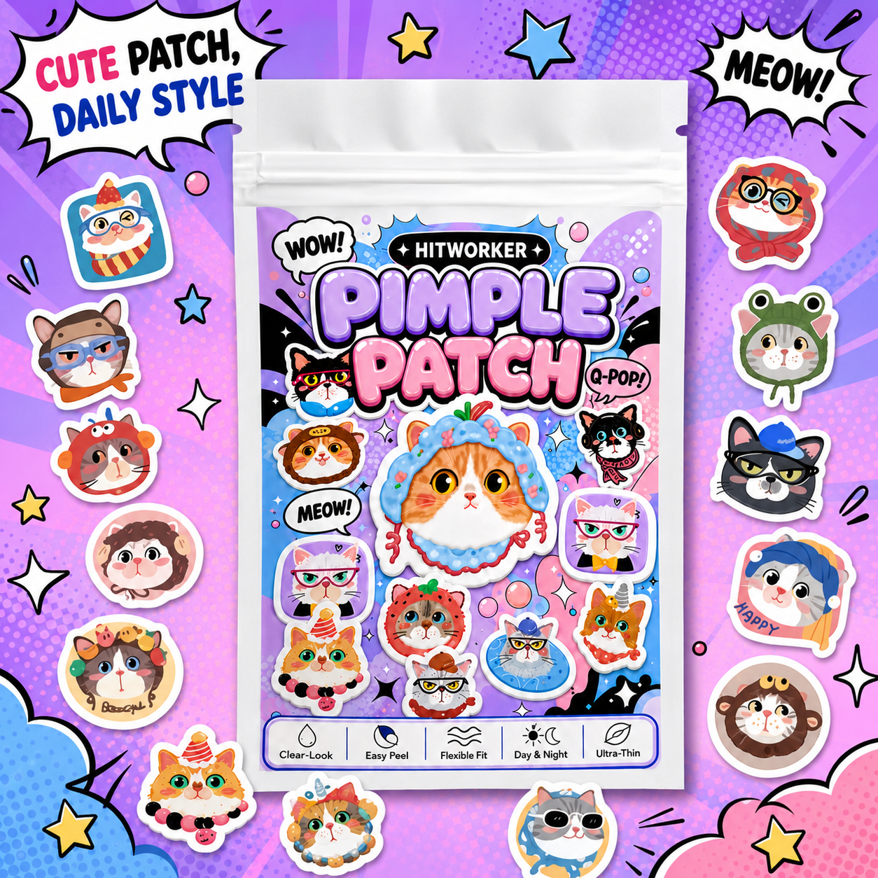 48/240pcs Cute Cat Hydrocolloi - Skincare Routine ulasan dan harga