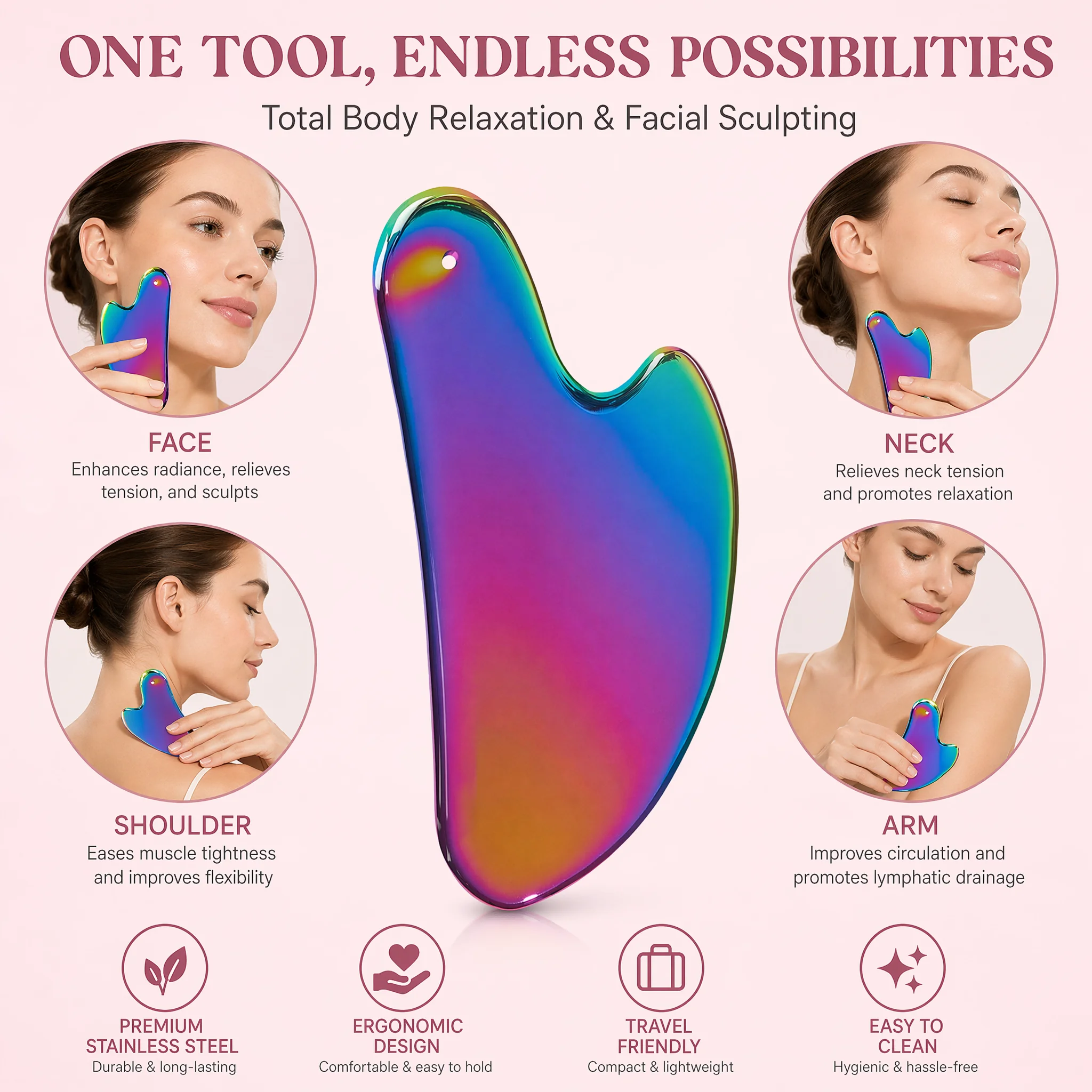 1Pcs Stainless Steel Gua Sha B - Skincare Routine ulasan dan harga