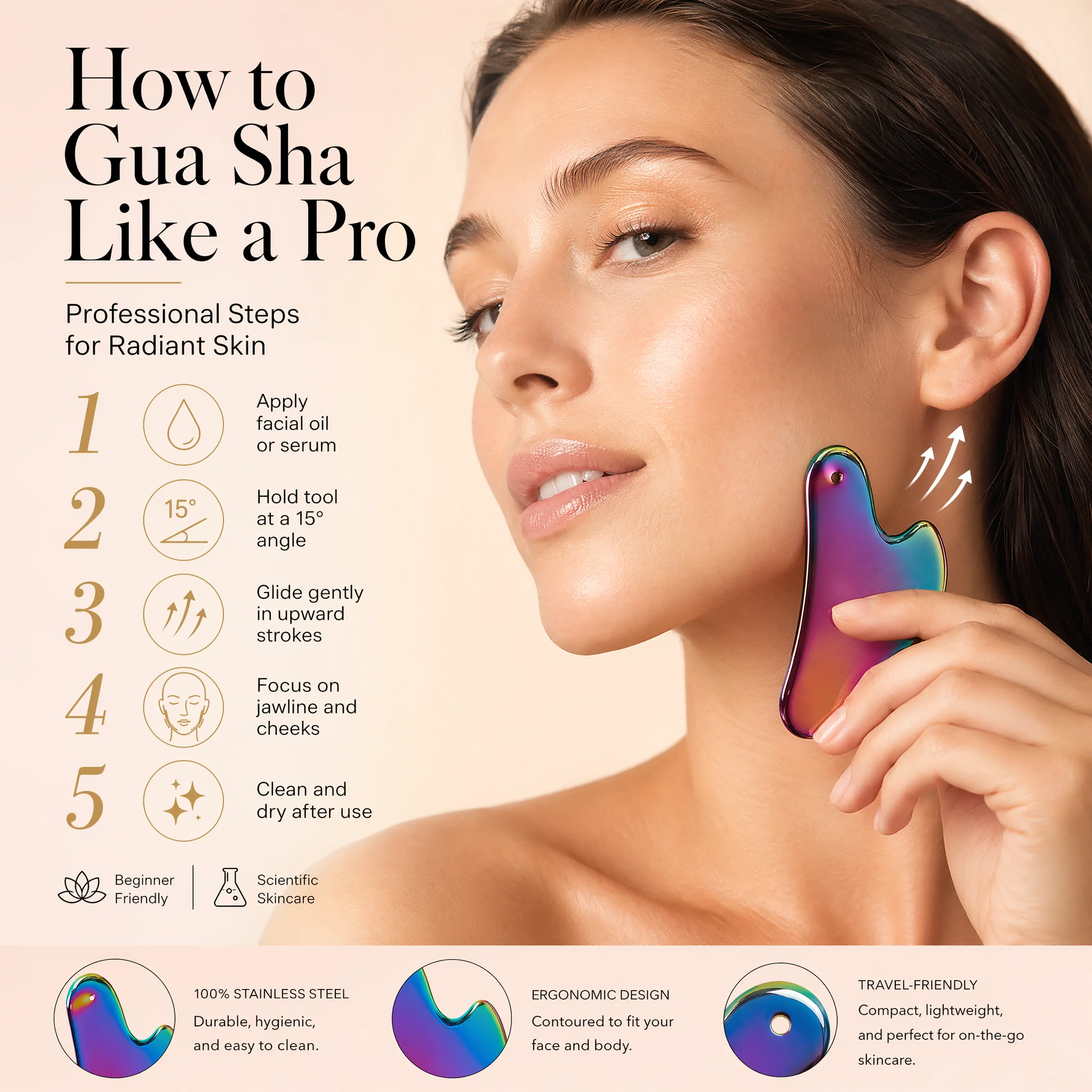 1Pcs Stainless Steel Gua Sha B - Skincare Routine ulasan dan harga