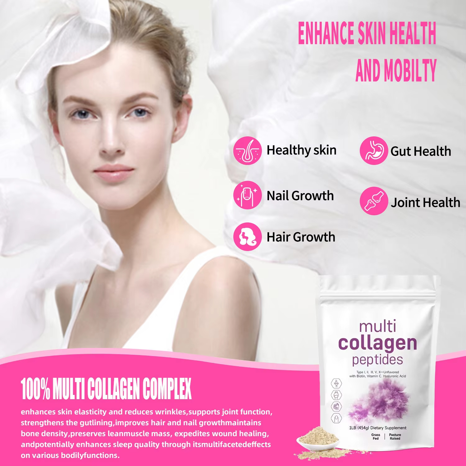 454G Multi Collagen Peptides P - Vitamin C Powder ulasan dan harga